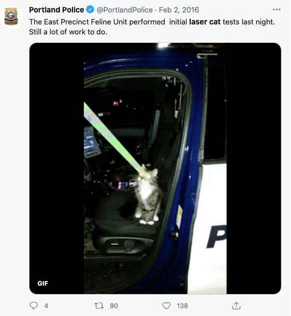 portland police laser cat tweet